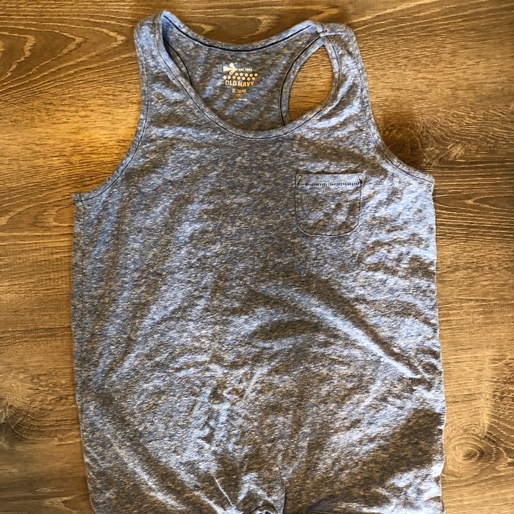 blue athletic tank top